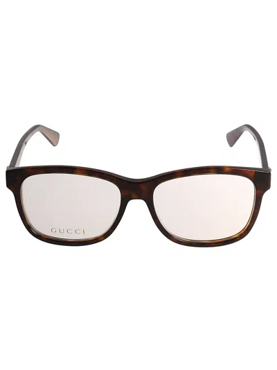 Gucci Gg Plaque Classic Glasses In 002 Havana Havana Transpa