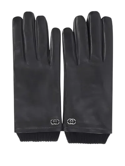 Gucci Gg-plaque Gloves In Black
