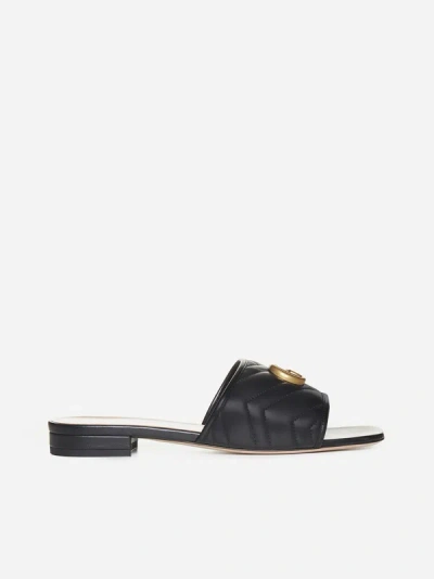Gucci Gg Plaque Leather Sandals
