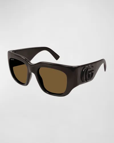 Gucci Gg Plastic Butterfly Sunglasses In Brown