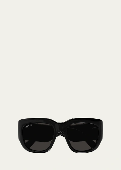 Gucci Gg Plastic Butterfly Sunglasses In Shiny Black