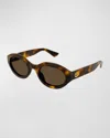 Gucci Gg Plastic Oval Sunglasses In Avana