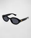 Gucci Gg Plastic Oval Sunglasses In Black