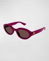 Gucci Gg Plastic Oval Sunglasses In Pink