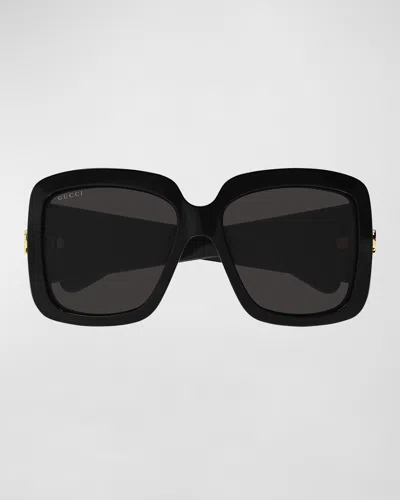 Gucci Gg Plastic Rectangle Sunglasses In Black