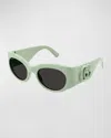 Gucci Gg Plastic Round Sunglasses In Green