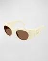 Gucci Gg Plastic Round Sunglasses In Ivory