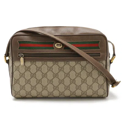Pre-owned Gucci Gg Plus Beige Brown Green Red Color Gg Plus Pochette Shoulder Bag ()