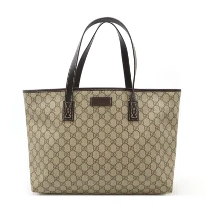 Pre-owned Gucci Gg Plus Beige Dark Brown Pvc Leather Shoulder Bag Tote Bag ()