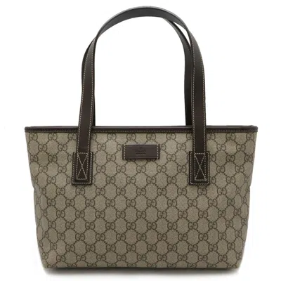 Pre-owned Gucci Gg Plus Beige Dark Brown Pvc Leather Shoulder Bag Tote Bag ()
