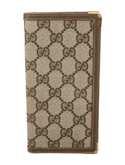 Pre-owned Gucci Gg Plus Canvas Wallet In Neutral