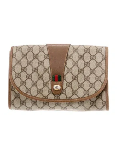 Pre-owned Gucci Gg Plus Clutch Medium In Brown