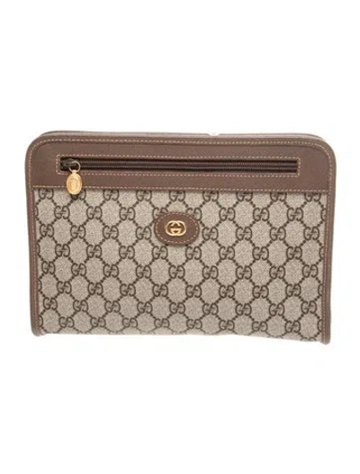 Pre-owned Gucci Gg Plus Clutch Purse Bag Vintage In Neutral