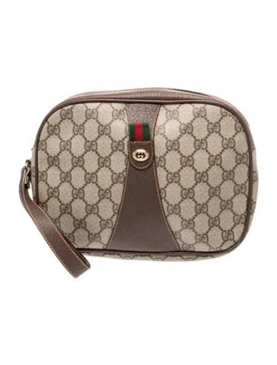 Pre-owned Gucci Gg Plus Clutch Vintage In Brown