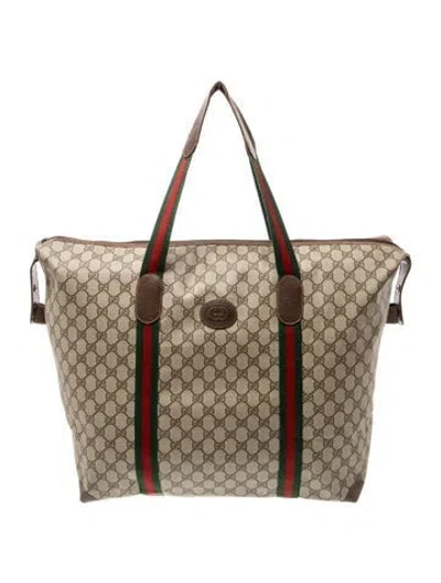 Pre-owned Gucci Gg Plus Gg Plus Tote Bag Large In Neutral