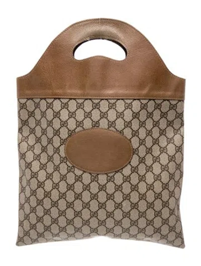 Pre-owned Gucci Gg Plus Monogram Handle Tote Vintage In Neutral