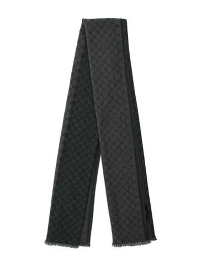 Pre-owned Gucci Gg Plus Scarf In Gray
