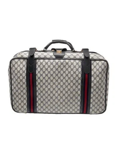 Pre-owned Gucci Gg Plus Sylvie Web Suitcase In Blue