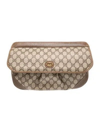 Pre-owned Gucci Gg Plus Vintage Clutch Medium In Brown
