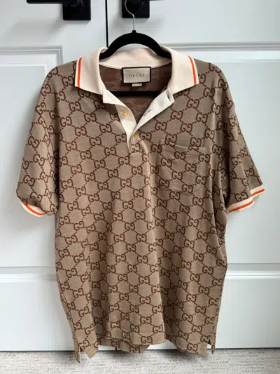 Pre-owned Gucci Gg Polo In Sand