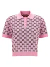 Gucci Jacquard Polo Top Gg Shadow In Pink