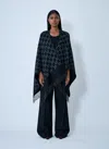 Gucci Black Cape With Fringed Hem In Gg Wool Jacquard Woman In Black