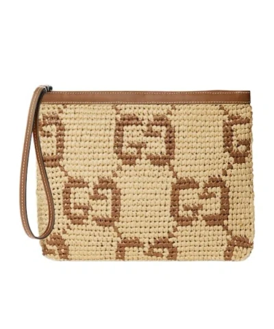 Gucci Gg Pouch In Natural Brown