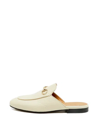 Pre-owned Gucci Gg Princetown Horsebit Mules In Neutrals