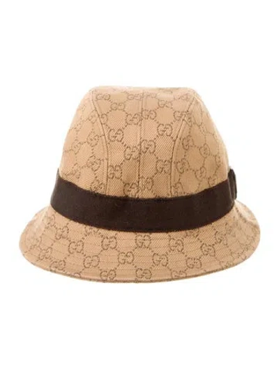 Pre-owned Gucci Gg Print Bucket Hat In Brown