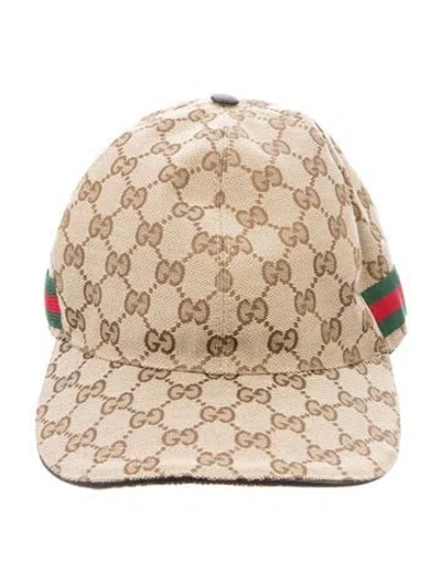 Pre-owned Gucci Gg Print Canvas Cap In Neutral