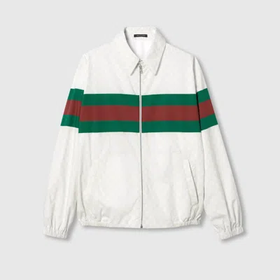 Gucci Gg Print Cotton Jacket In White,multi