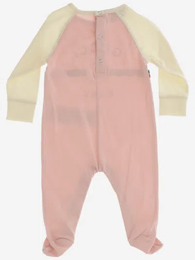 Gucci Gg Print Cotton Romper In Pink