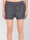 Gucci Gg Print Jersey Shorts With Ribbed Trim In Gray