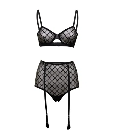 Gucci Gg-print Lingerie Set In Black