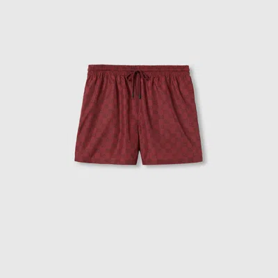 Gucci Gg Print Nylon Swim Short In Red