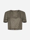 Gucci Oberteil Aus Seide Mit Gg Supreme-print In Camel,ebony