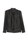 Gucci Gg-pattern Pussy-bow-collar Blouse In Black