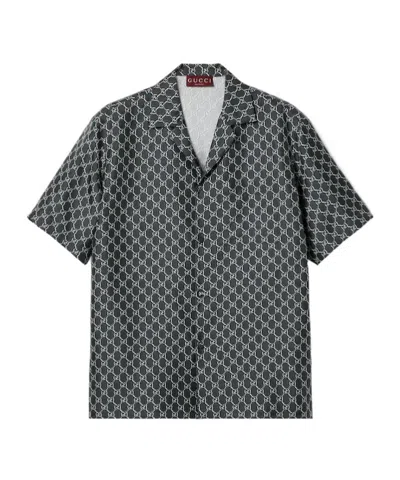 Gucci Gg-print Silk Shirt In Black