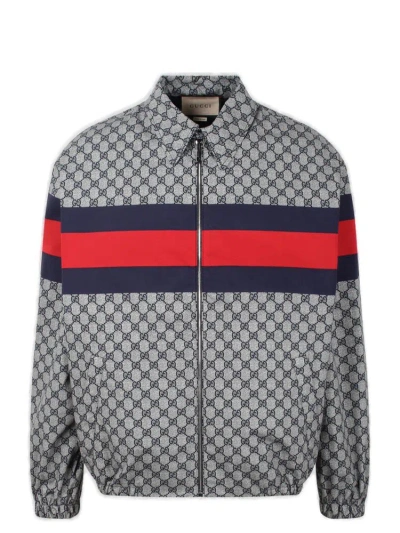 Gucci Gg Printed Jacket In Blue