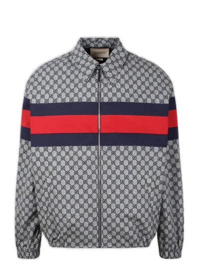 Gucci Gg Printed Jacket In Blue | ModeSens