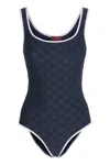 Gucci Gg Printed One-piece Swimsuit In Blue
