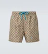 Gucci Men Nylon Swim Trunks With All-over Gg Logo