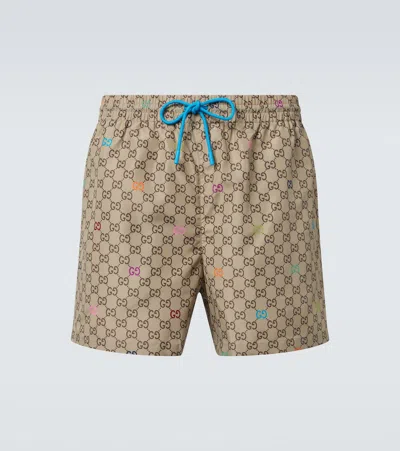 Gucci Gg Printed Poplin Swim Trunks