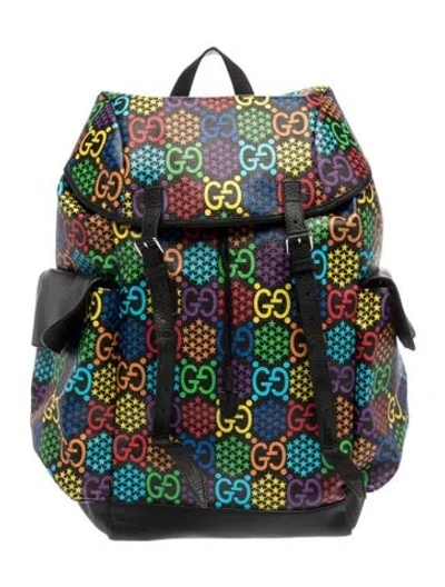 Pre-owned Gucci Gg Psychedelic Backpack In Black