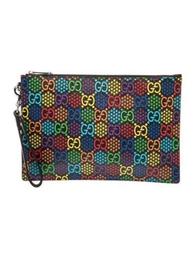Pre-owned Gucci Gg Psychedelic Clutch In Black