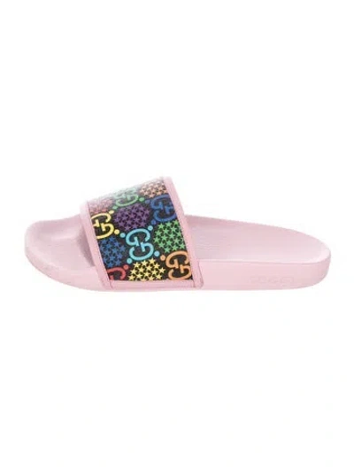 Pre-owned Gucci Gg Psychedelic Printed Slides In Pink