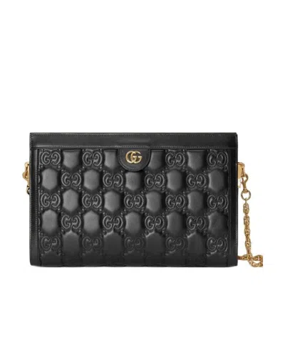 Gucci Gg-quilted Leather Crossbody Bag In Black