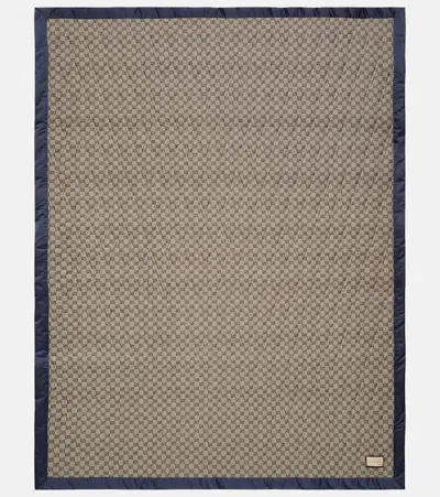 Gucci Gg Quilted Cotton-blend Blanket In Blue
