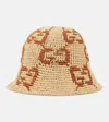 Gucci Gg Raffia-effect Cloche Hat In Beige