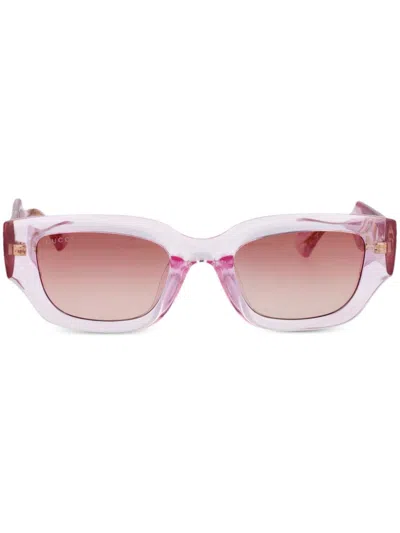 Gucci Gg Rectangle-frame Sunglasses In 003 Pink Pink Red